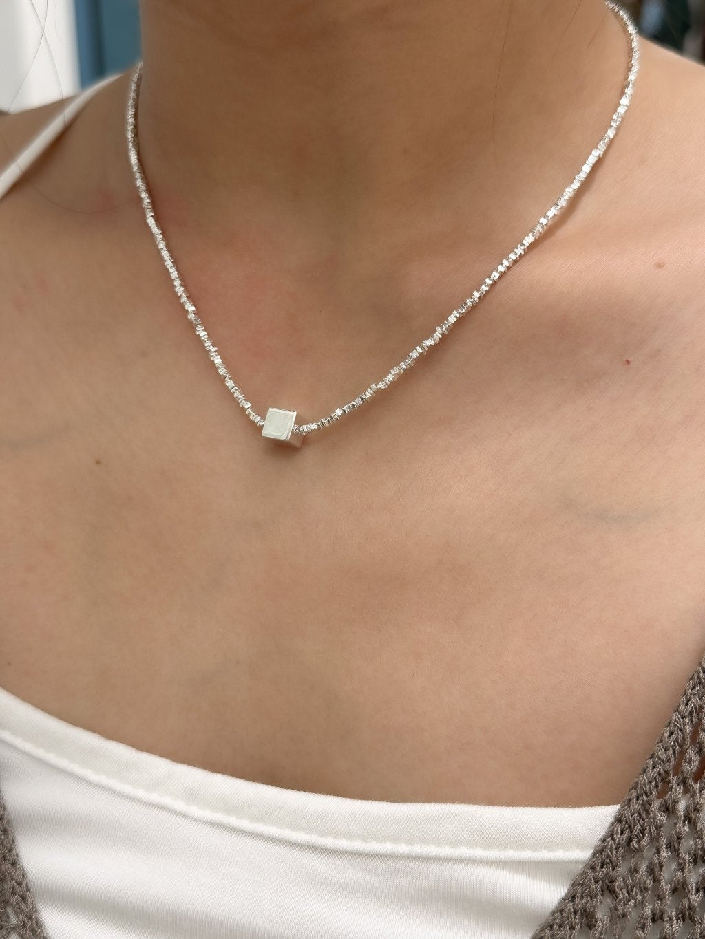 N1168/N1169 Crushed Silver Necklace