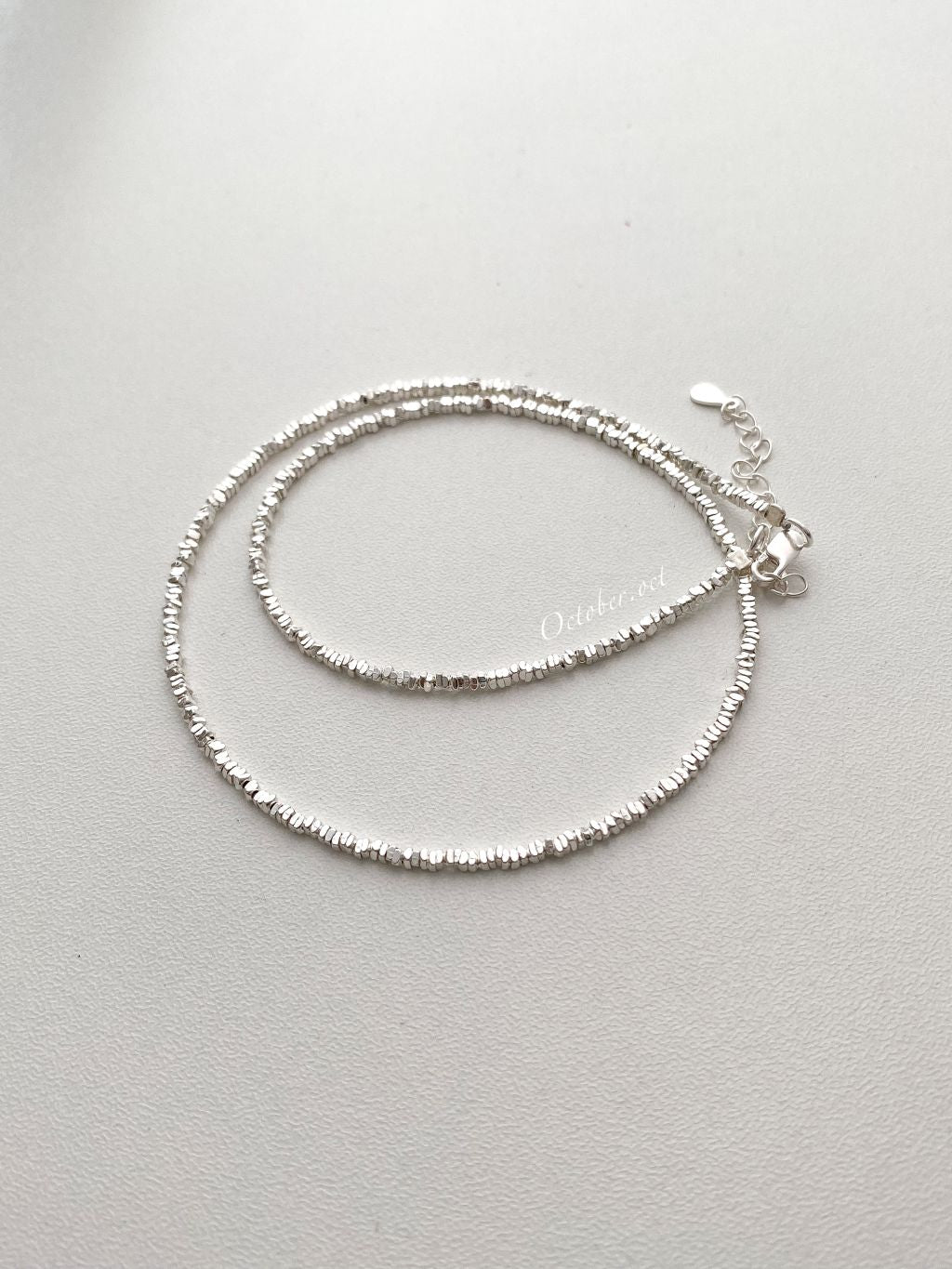 N1175 Crushed Silver Clavicle Necklace