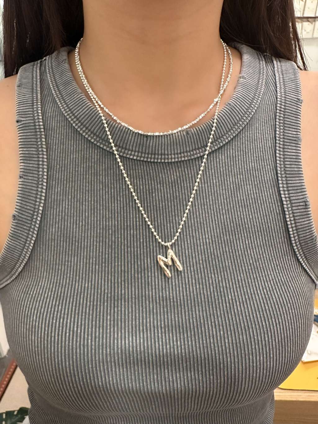 N1175 Crushed Silver Clavicle Necklace