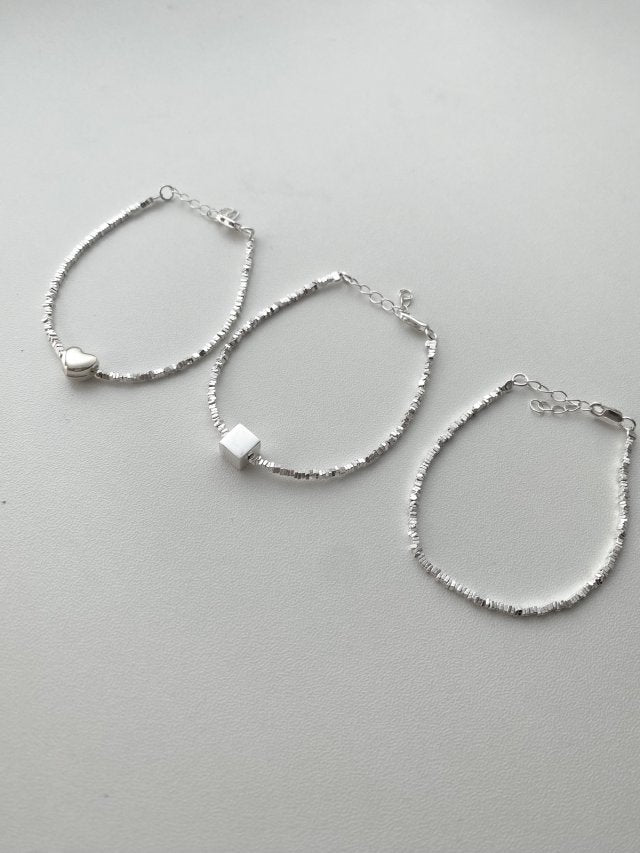 B1268/B1269 Crushed Silver Bracelet Collage