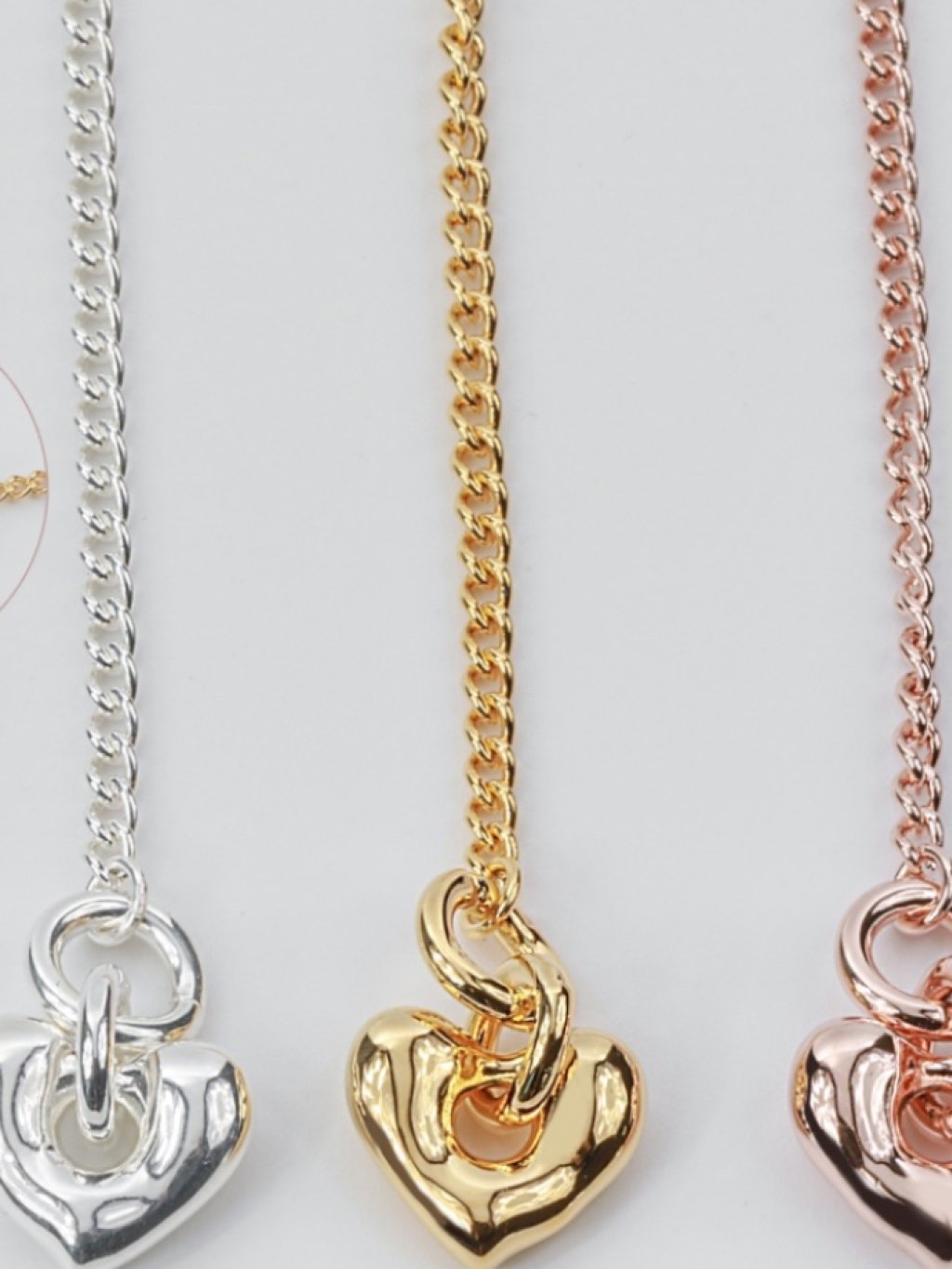 N1215/N1216 Solid T-Bar Heart Necklace