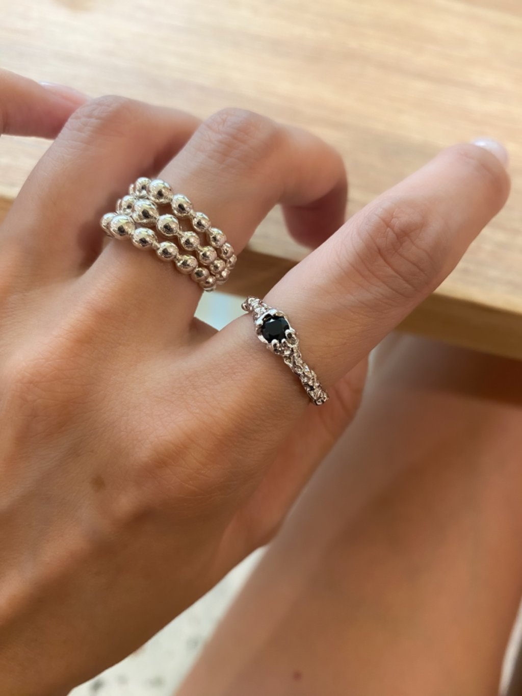 R1563 Black Obsidian Lava Ring