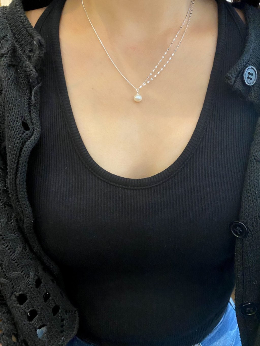 N1254 Natural Pearl Double Necklace