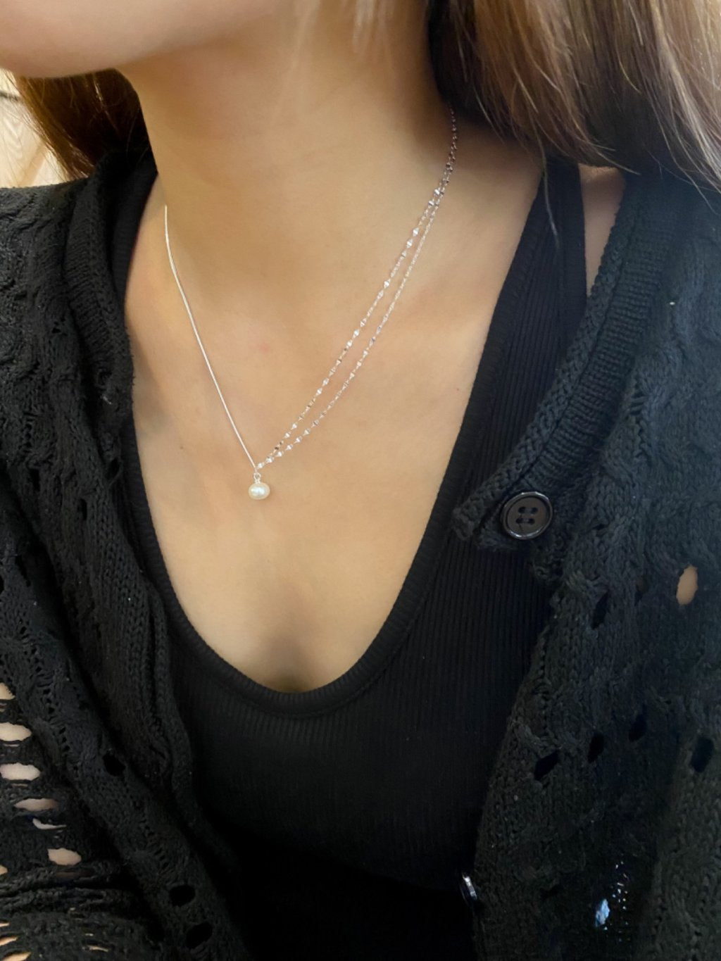 N1254 Natural Pearl Double Necklace
