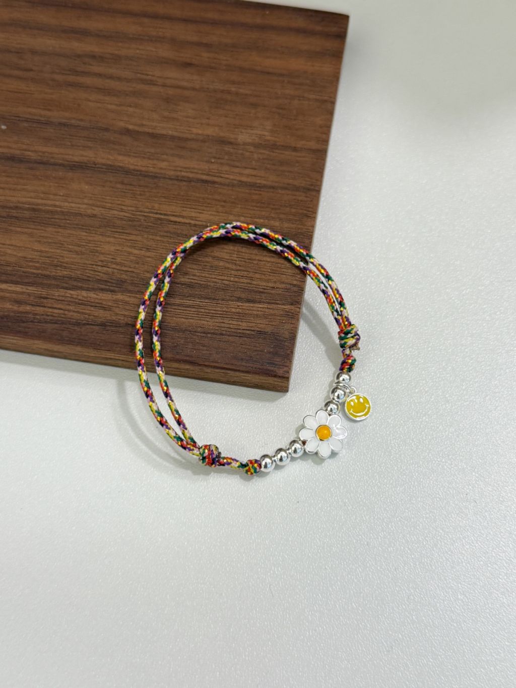 B1504 Chrysanthemum Smiley Colorful Cord Bracelet