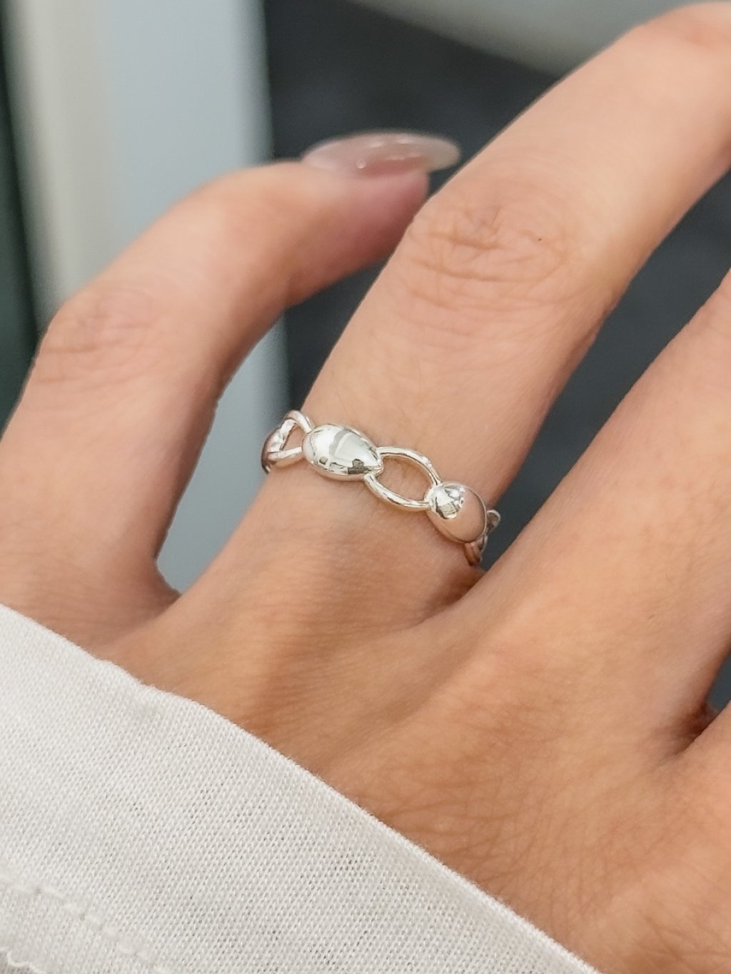 R1687 Goose Egg Hollow Pinky Ring
