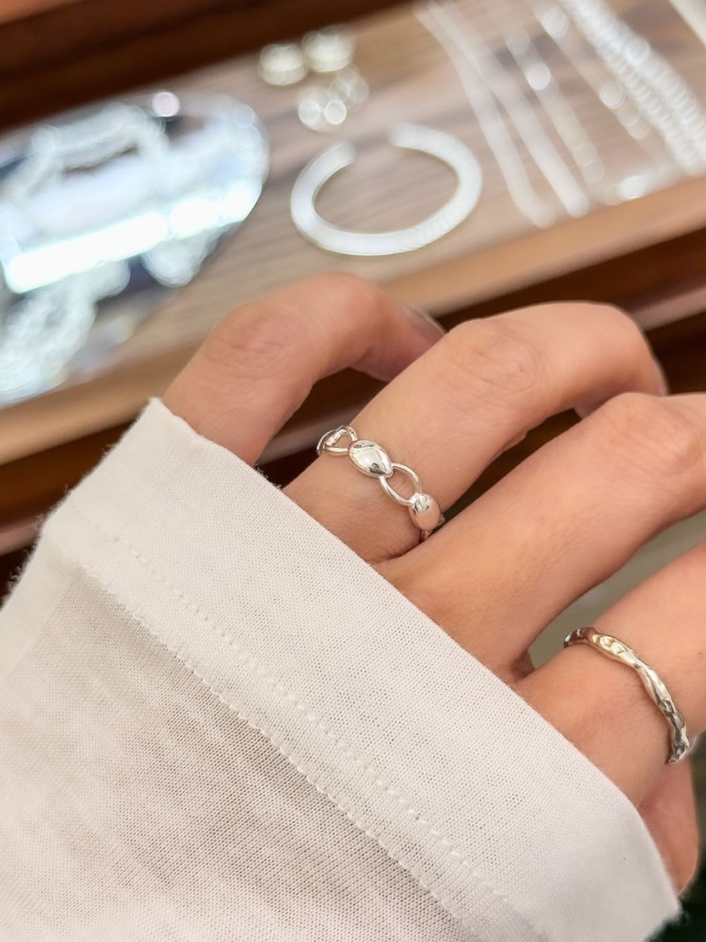 R1687 Goose Egg Hollow Pinky Ring