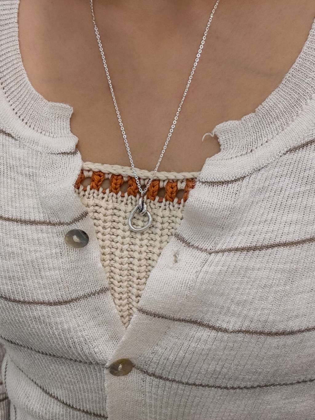 N1315 Knotted Large Circle Long Necklace
