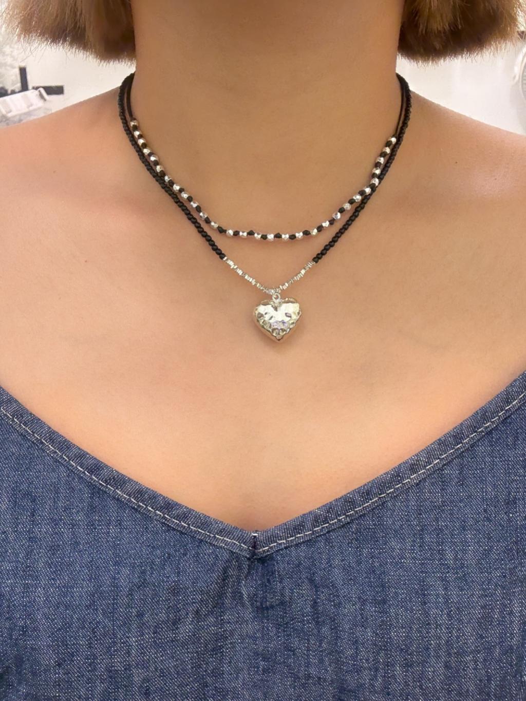 N1320 Waxed Cord Square Bead Clavicle Necklace
