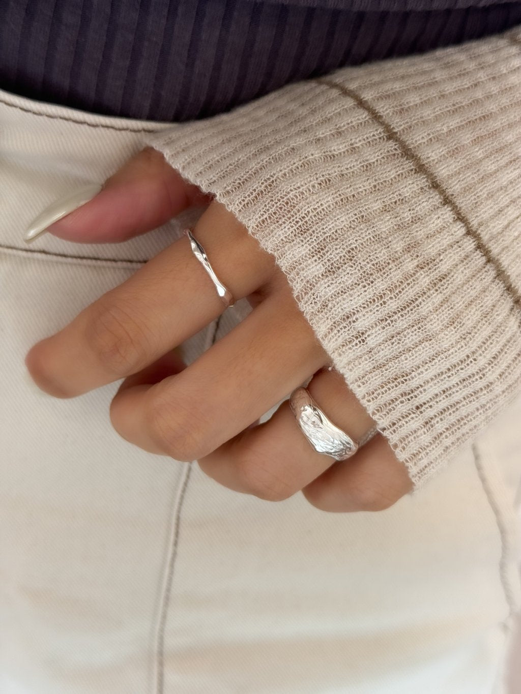 R1719 Irregular Pitted Pinky Ring