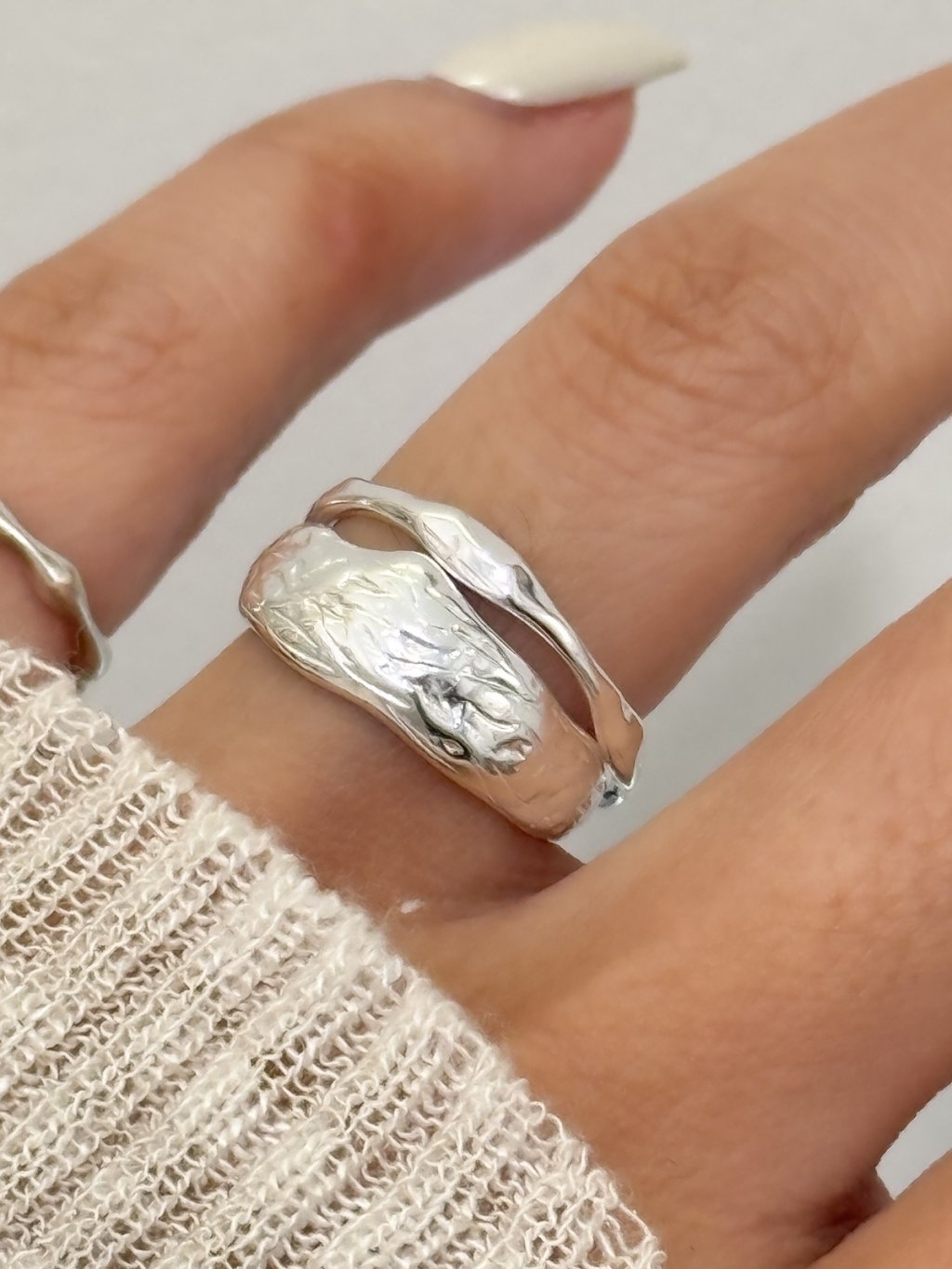 R1719 Irregular Pitted Pinky Ring
