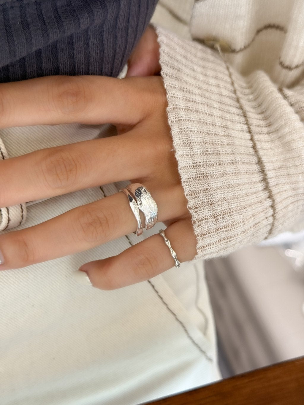 R1719 Irregular Pitted Pinky Ring