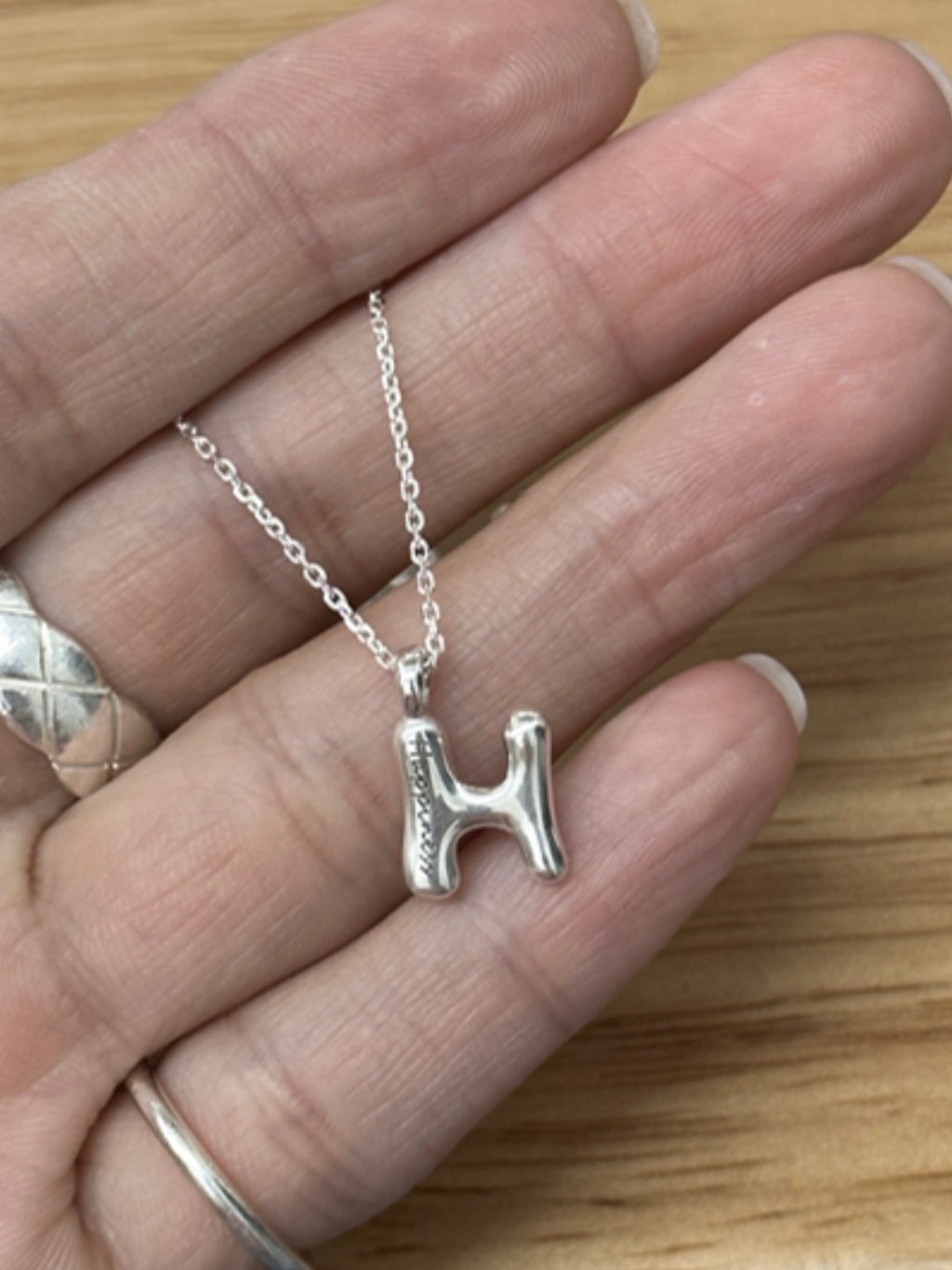 N1331 1cm Letter Engraved Necklace