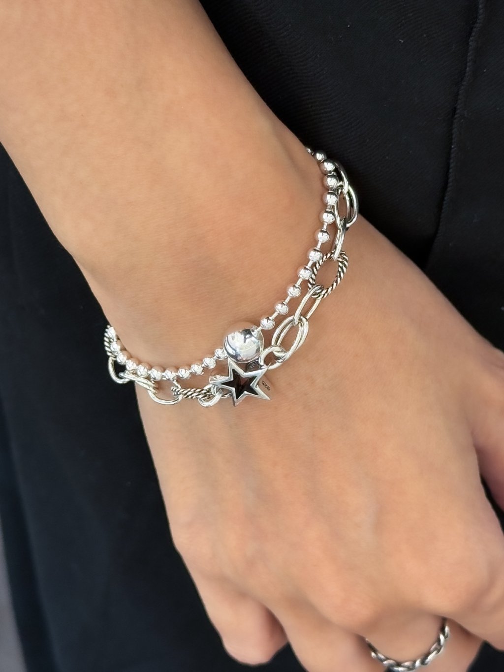 B1533 Vintage Oval Chain Star Bracelet