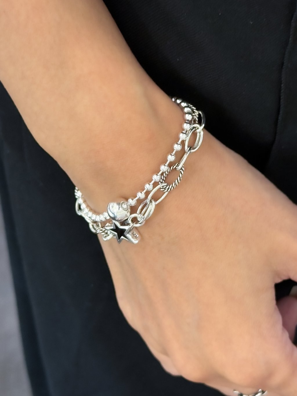B1533 Vintage Oval Chain Star Bracelet