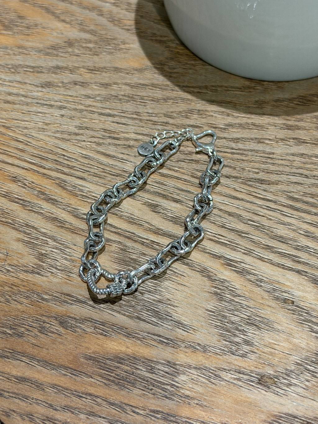 B1535 Vintage Heavy-Duty Heart Lock Bracelet