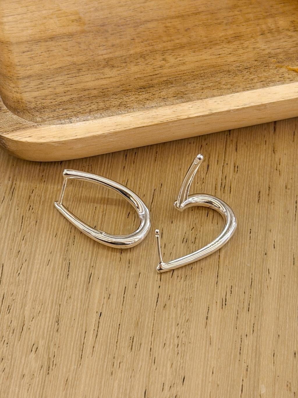 E1469 Smooth Long Circle Front and Back Earrings
