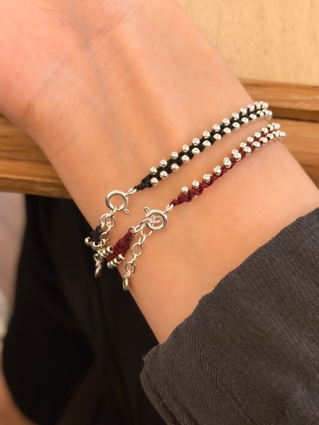 B1540 3MM Beaded Double Strand Bracelet