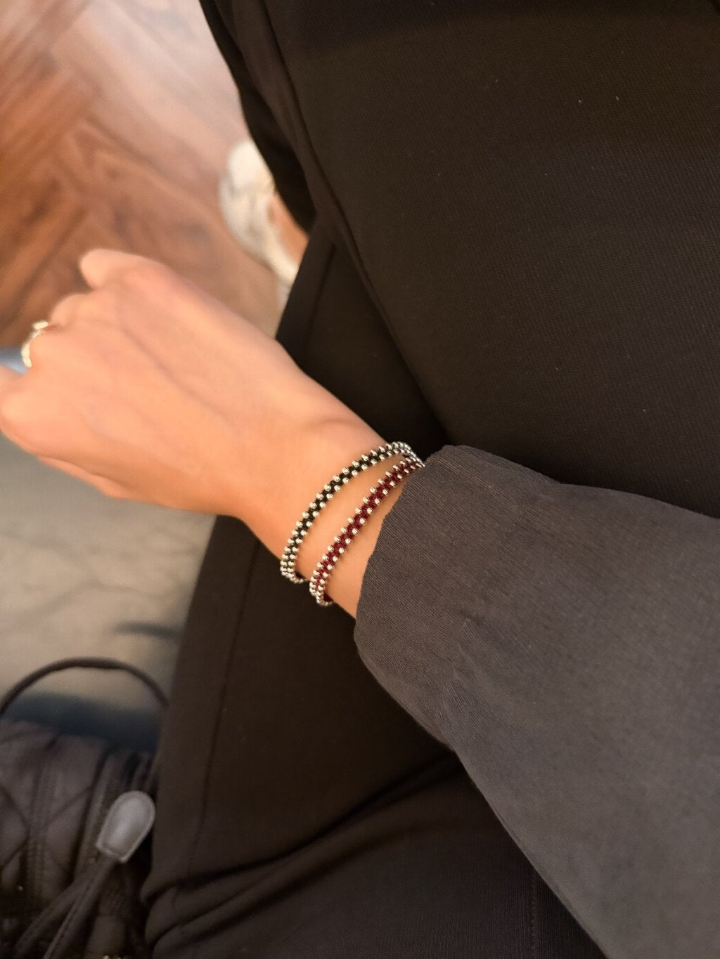 B1540 3MM Beaded Double Strand Bracelet