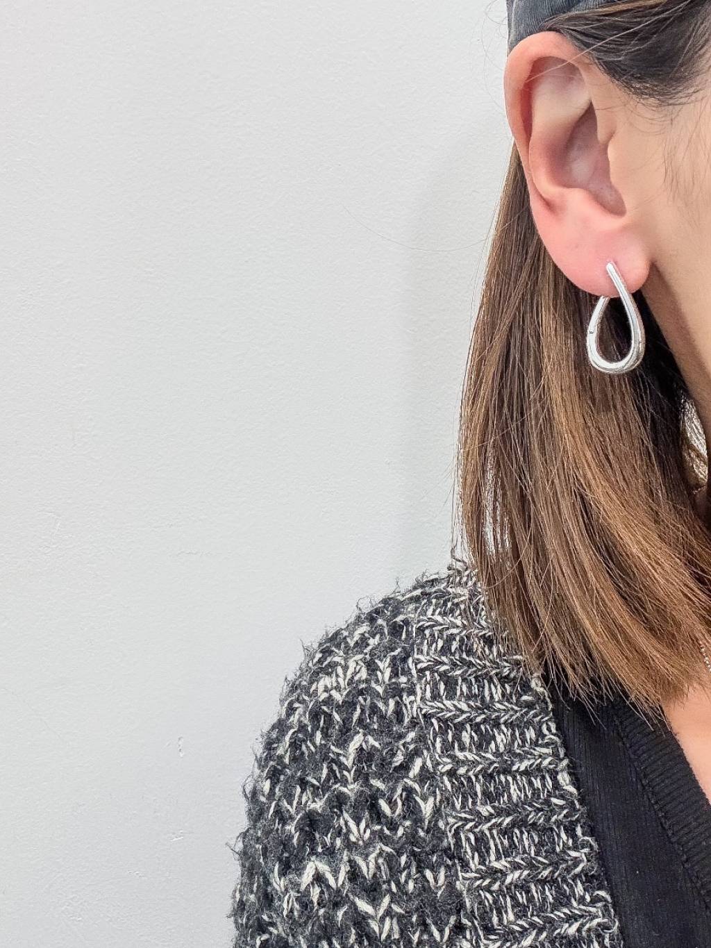 E1469 Smooth Long Circle Front and Back Earrings