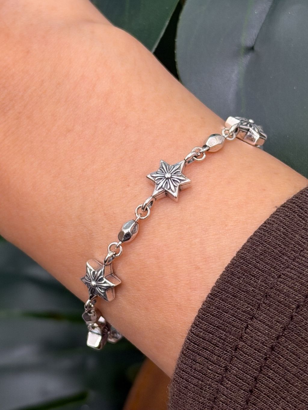 B1544 Solid Hexagram Heavy Chain Bracelet