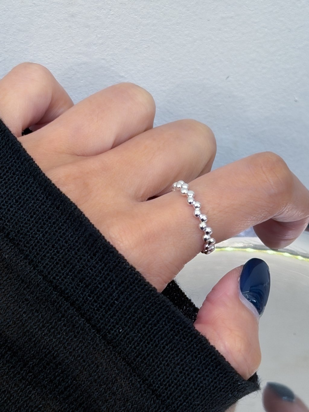 R1762 Full Bead Wave Ring