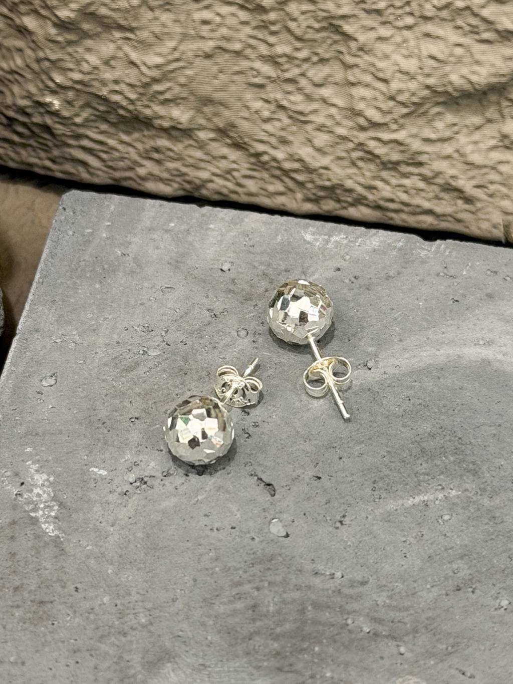 E1483 Multi-faceted Mirror Ball Earrings