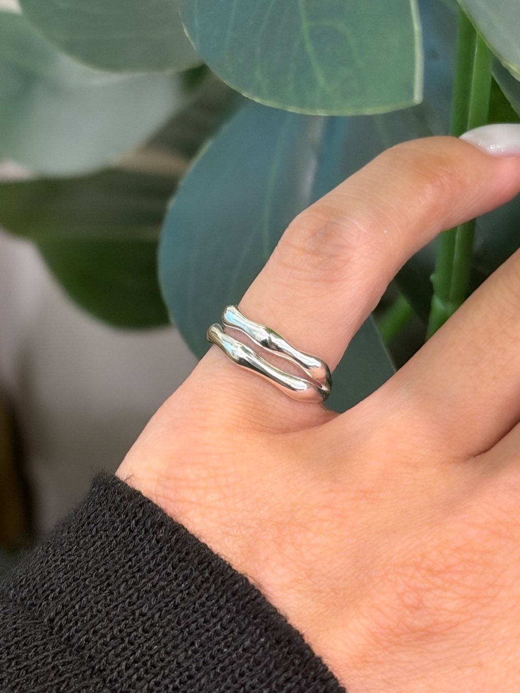 R1768 Glossy Double-Layer Bone Ring