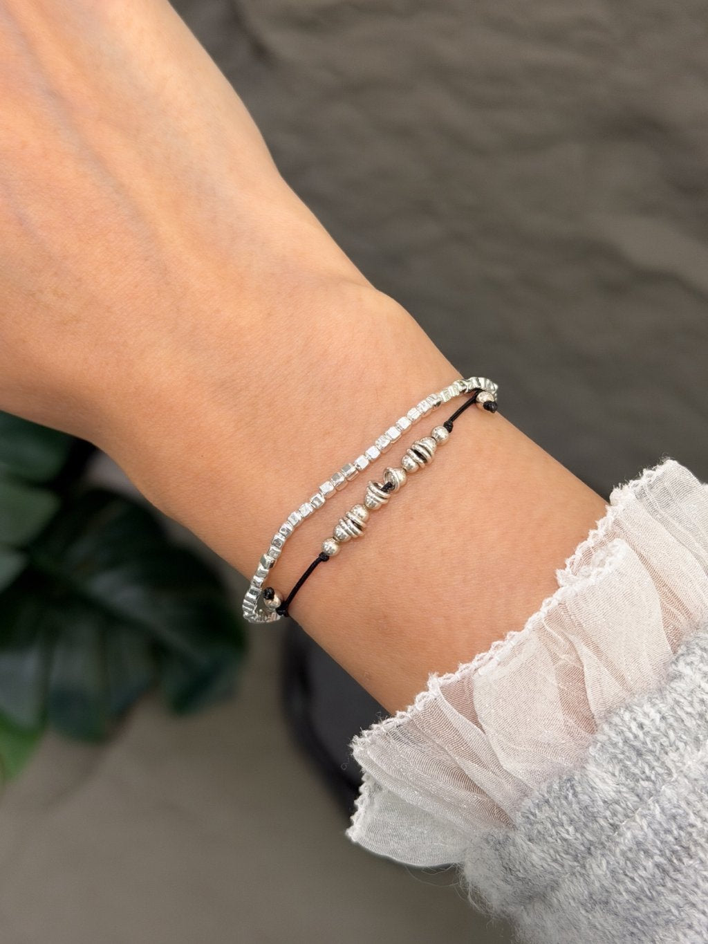 B1564 1.8mm Square Ice Cube Bead Elastic Bracelet