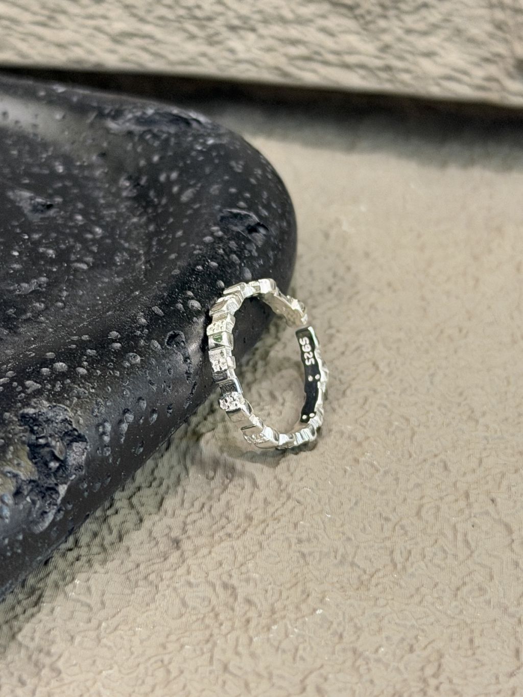 R1775 Textured Irregular Zircon Ring