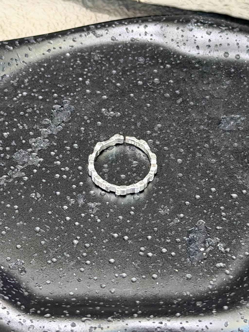 R1775 Textured Irregular Zircon Ring