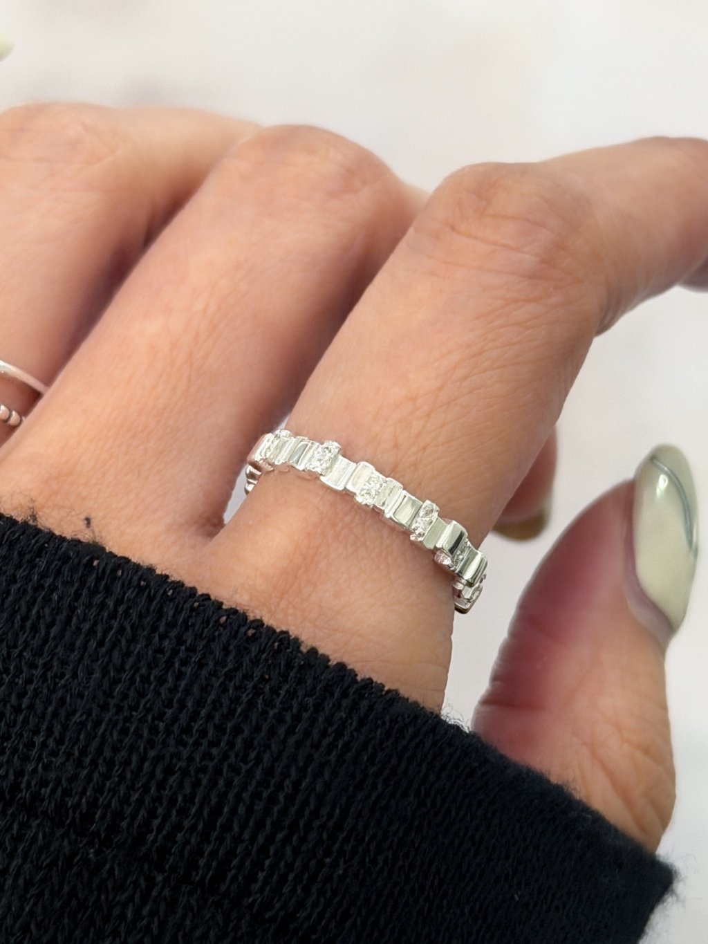 R1775 Textured Irregular Zircon Ring