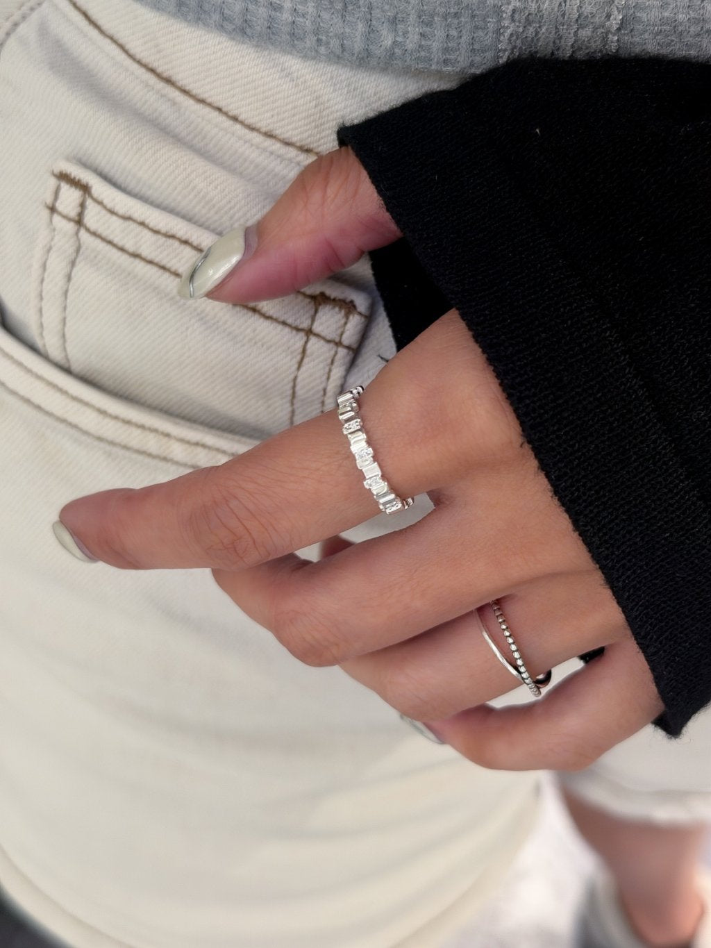 R1775 Textured Irregular Zircon Ring