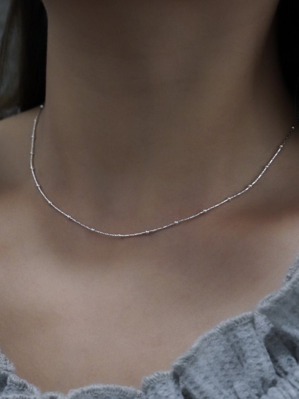 N1356 Long Beaded Choker with Round Beads