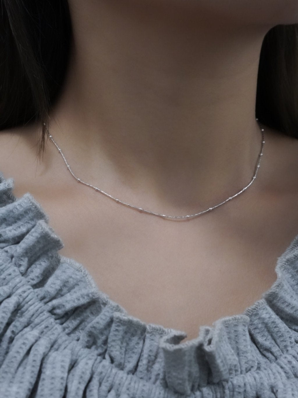 N1356 Long Beaded Choker with Round Beads