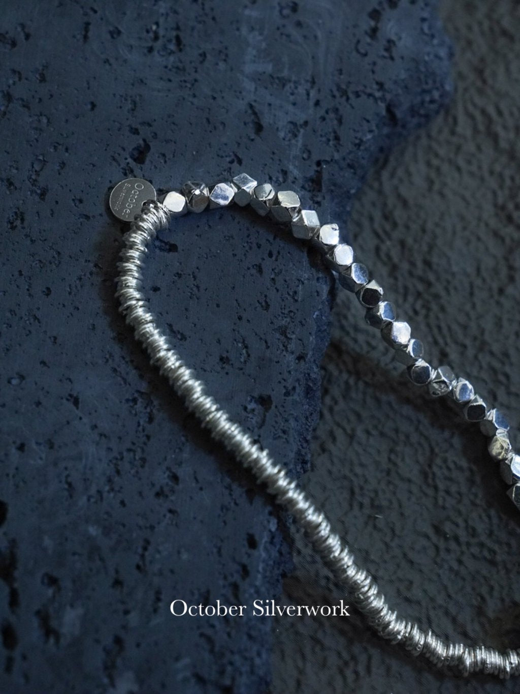 B1294 8mm Round Bead, Circle, and Square Bead Elastic Bracelet