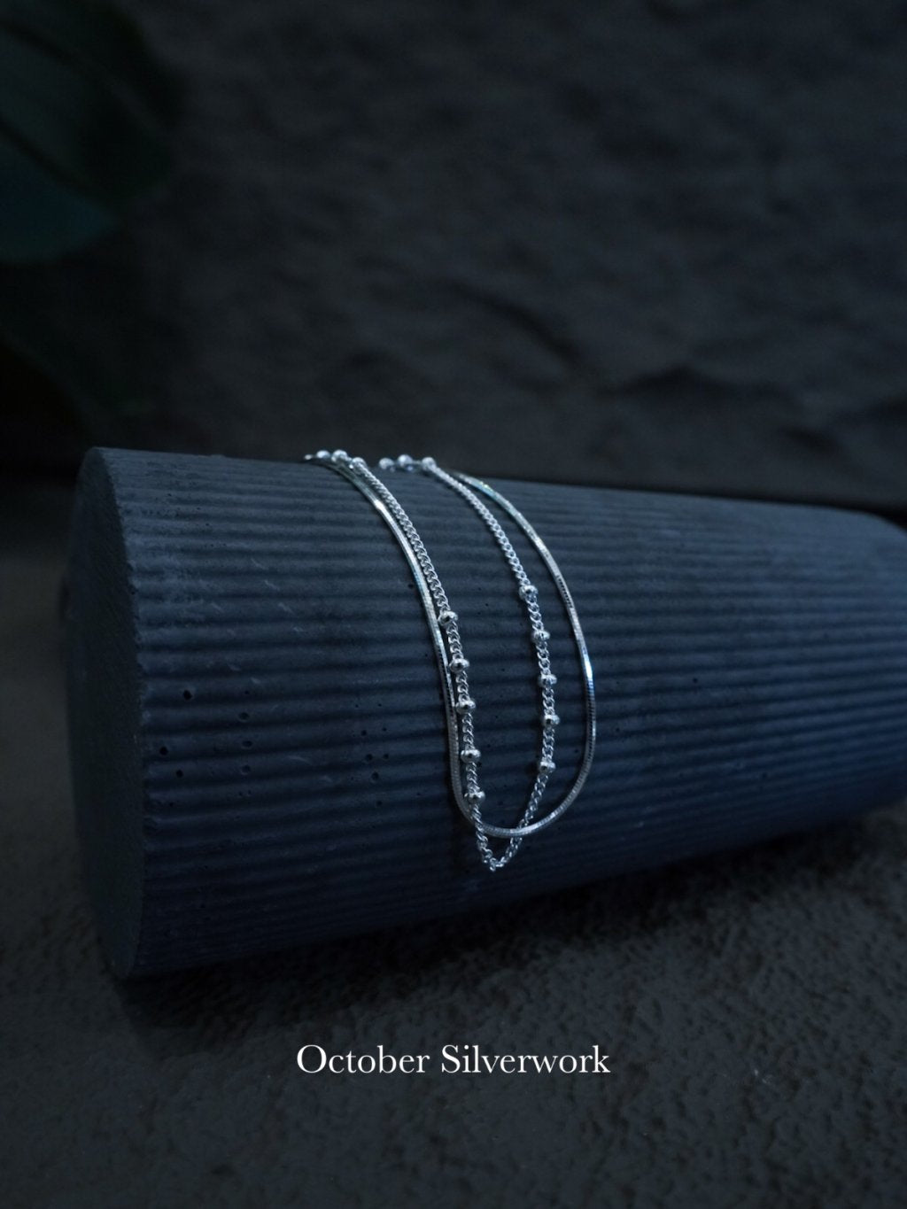 B1569 Snake bone chain with small bead double chain bracelet