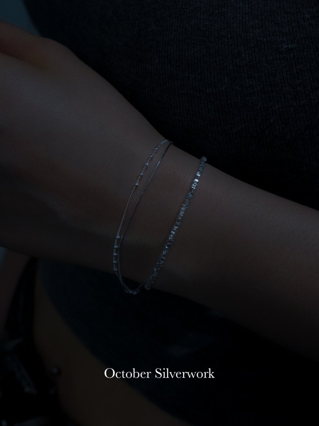 B1569 Snake bone chain with small bead double chain bracelet