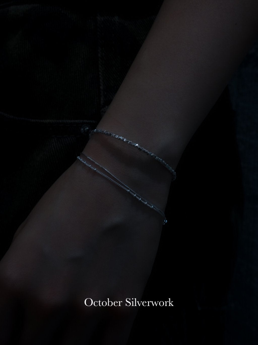 B1569 Snake bone chain with small bead double chain bracelet
