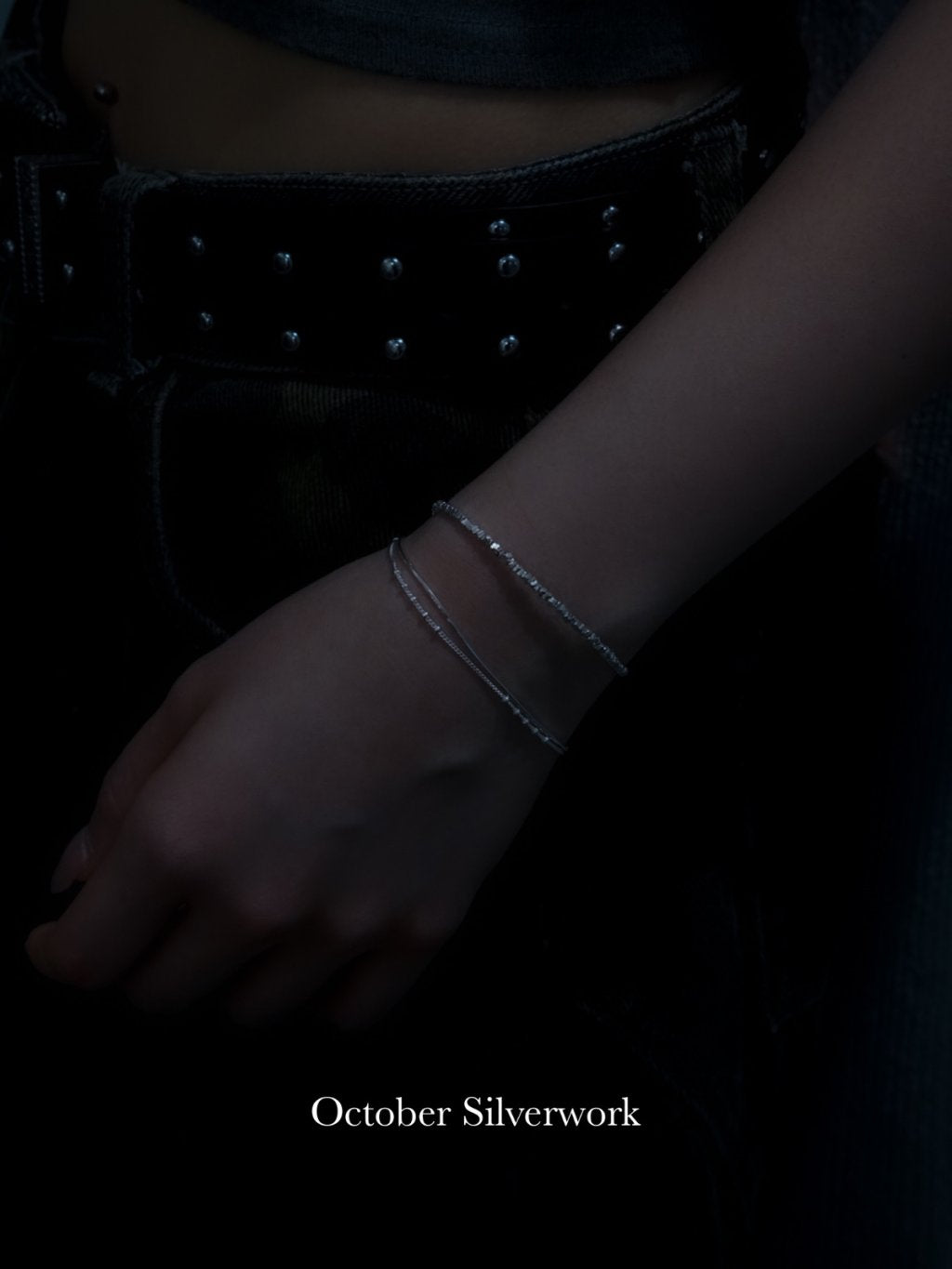 B1569 Snake bone chain with small bead double chain bracelet