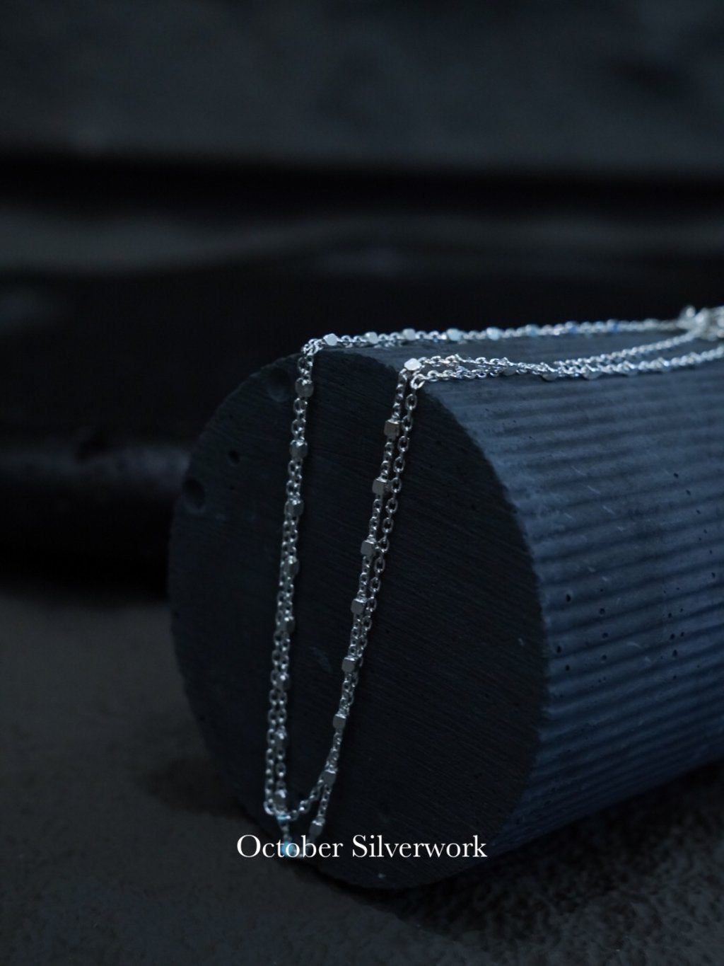 A1042 Double Chain Square Bead Ankle Bracelet
