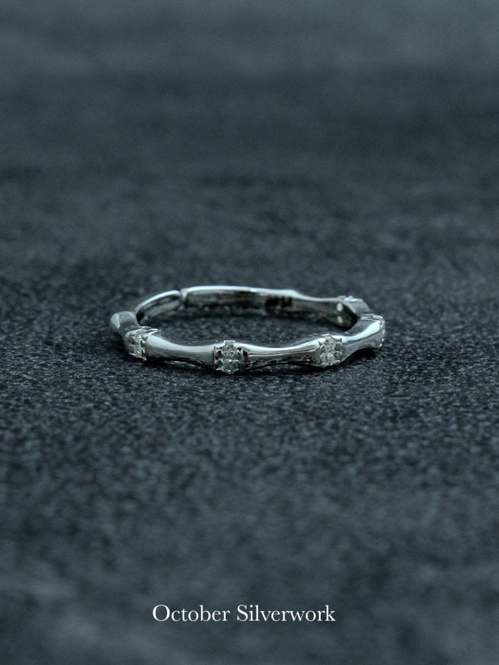 R1795 Bamboo Zircon Ring