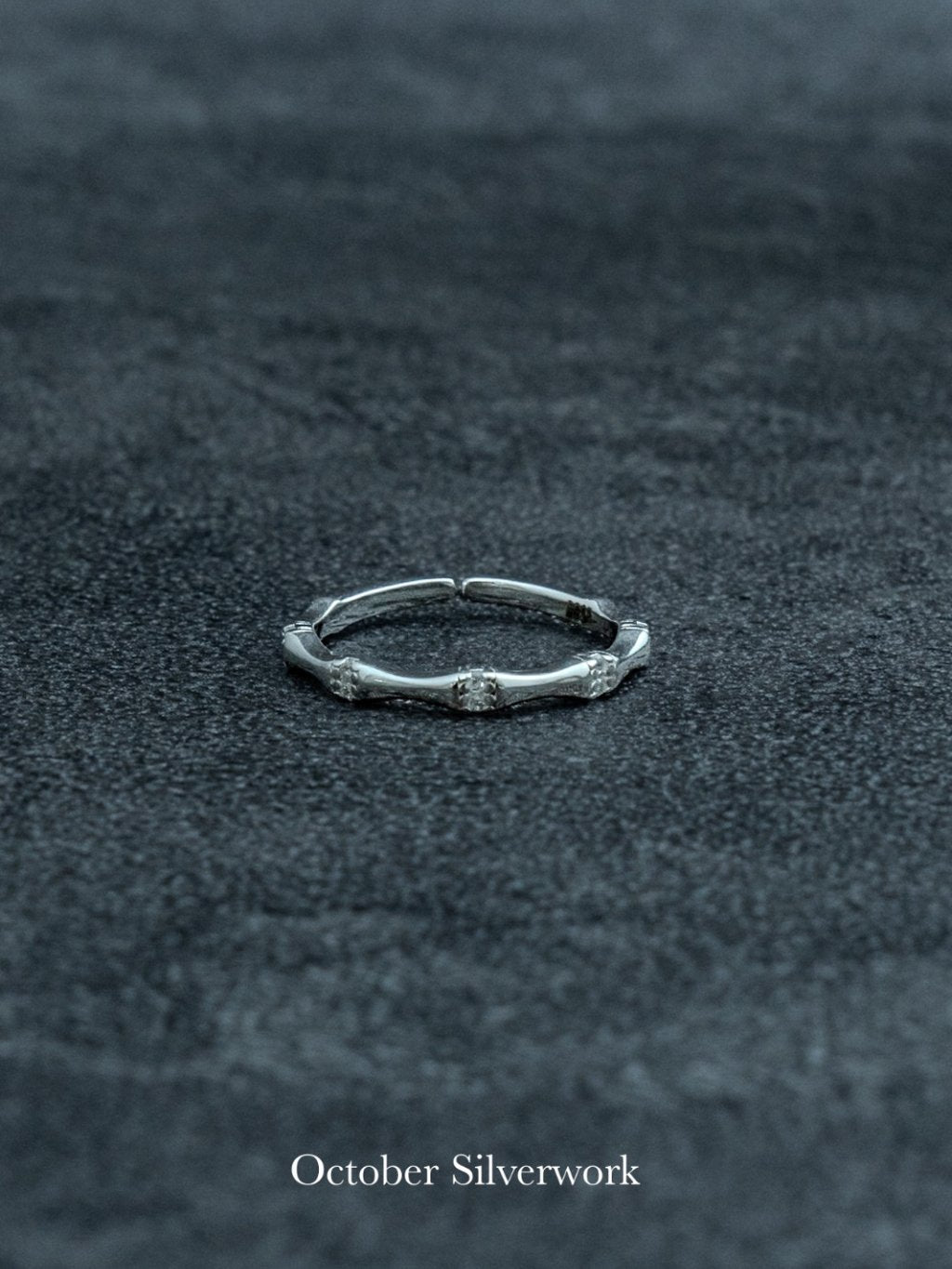 R1795 Bamboo Zircon Ring